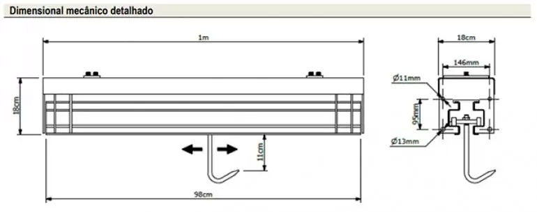 Dimensão - Balança Tendal TD1000 capacidade 500kg