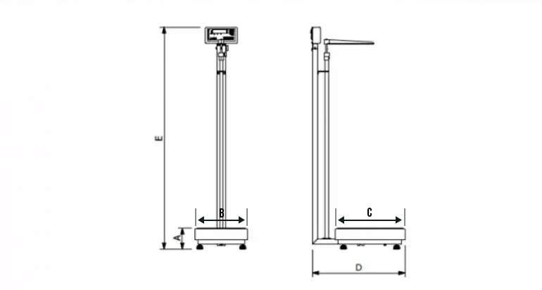 Dimensao Balança Antropométrica P150C capacidade 150kg a 300kg