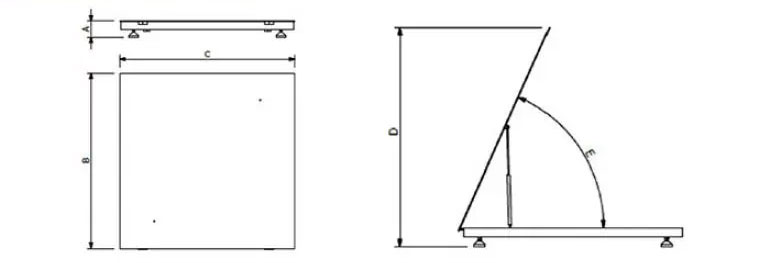 Dimensão - Balanças de Plataforma Higienizável B650H capacidade 500kg a 5000kg