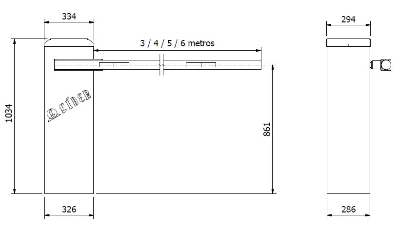 Dimensão - Cancela Automática LD3513