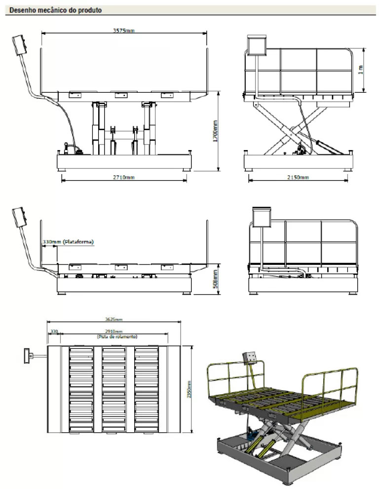 Dimensão - Plataforma Elevatória LD1700