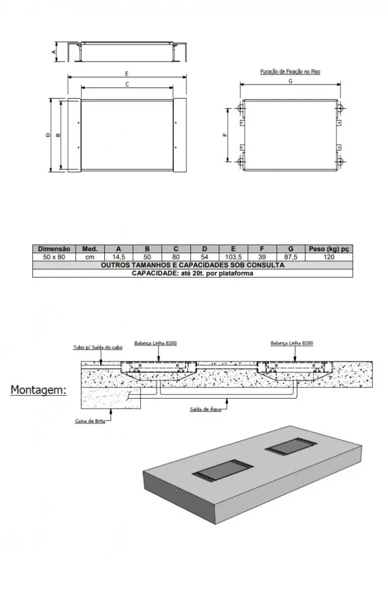Plataforma Rodoviária linha 8200P Digital - Dimensão