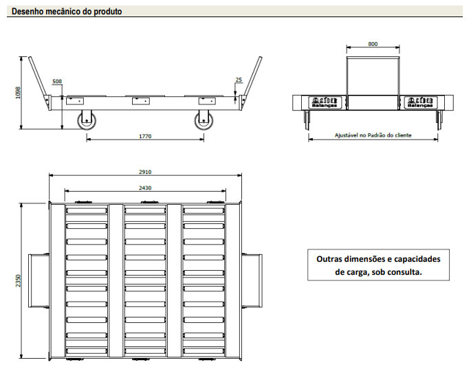 Rack Transferidor LD2910 - Dimensão
